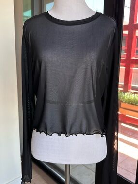 bp Black Sheer Long-Sleeve Mesh Top